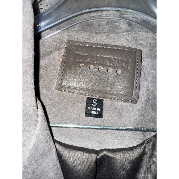 BLANKNYC Suede Moto Jacket French Grey Small Asymmetrical Zip Belted Hem Leather - Picture 6 of 8